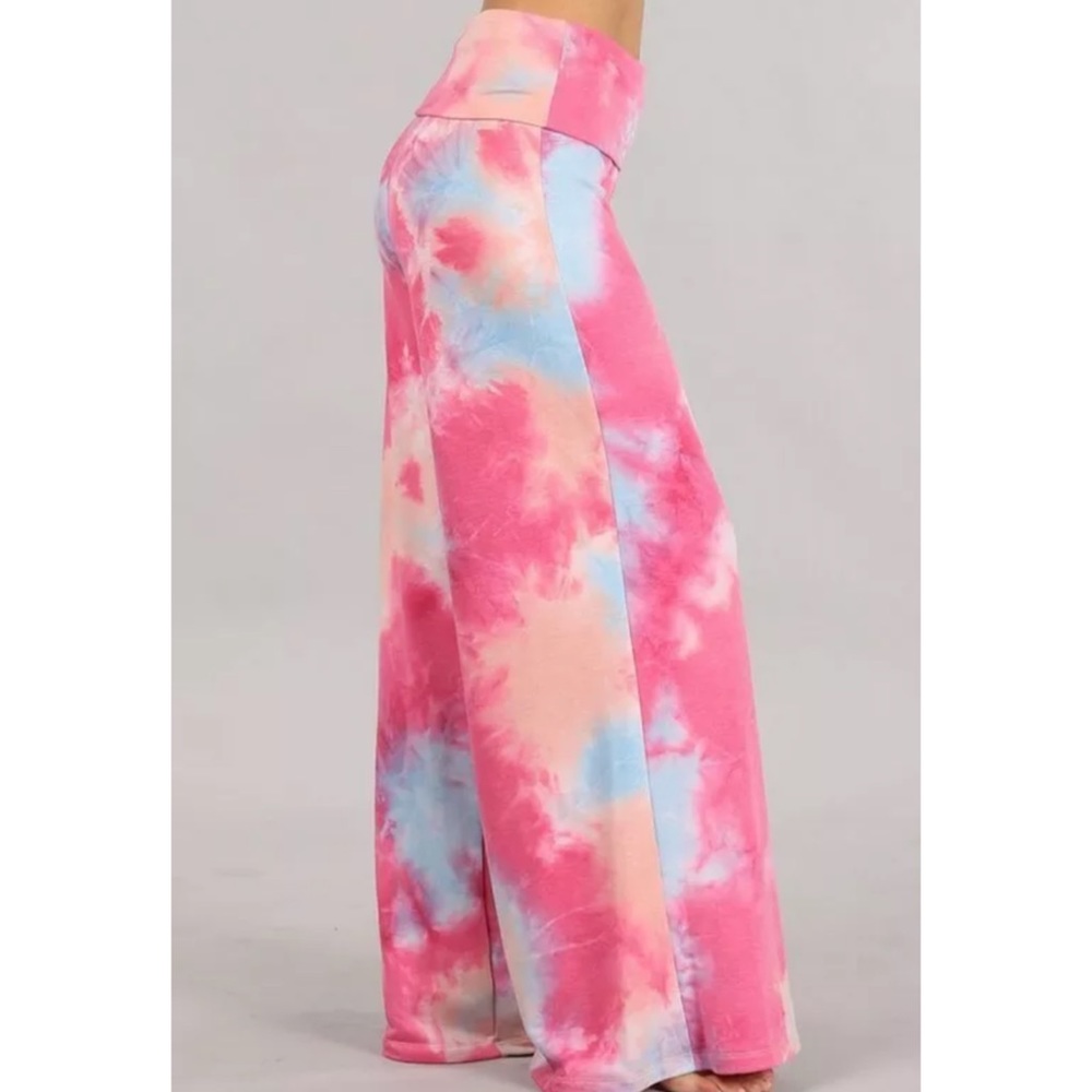 SOLD OUT Fuchsia Pink Wide Leg Relaxed Palazzo Lounge Pants - Picture 3 of 6